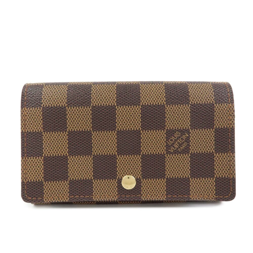 Louis Vuitton Damier Ebene Porte Monnaie Billets Tresor Wallet Brown